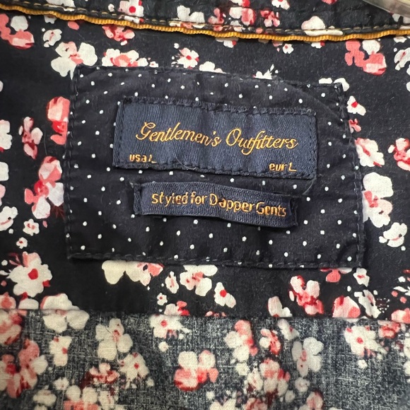 Gentlemen’s outfitters size L dark blue pink Sakura cherry blossom button up - Picture 2 of 3